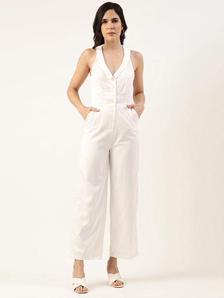 Buy FOREVER 21 Solid Halter Neck Sleeveless Basic Jumpsuit With