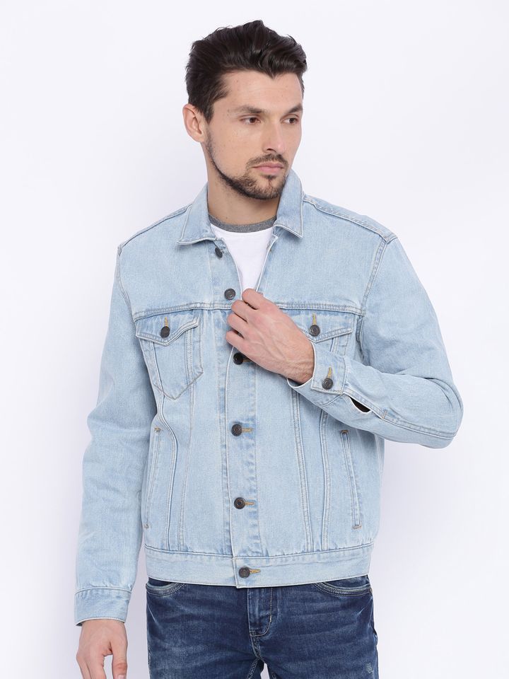 Buy Basics Blue Denim Biker Jacket 