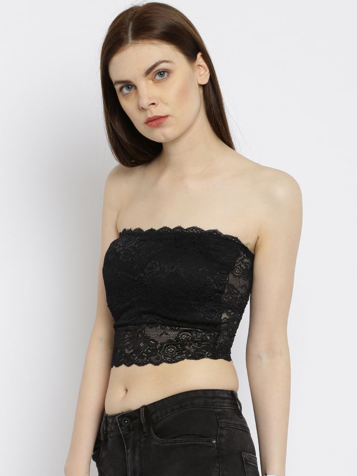 Buy ONLY Women Black Lace Tube Top - Tops for Women 1702337