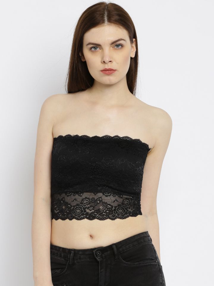 Buy ONLY Women Black Lace Tube Top - Tops for Women 1702337