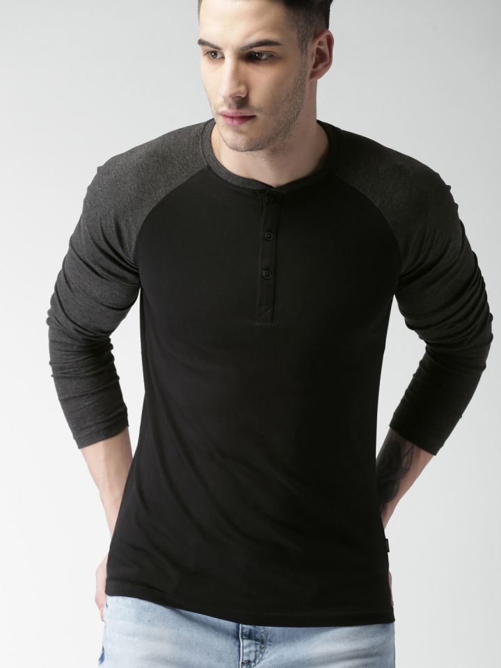 Black full sleeve t shirt myntra