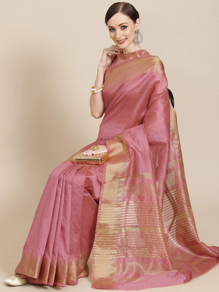 Myntra deals pink saree