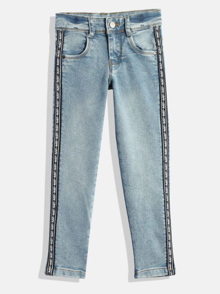 Jeans with online side stripe myntra