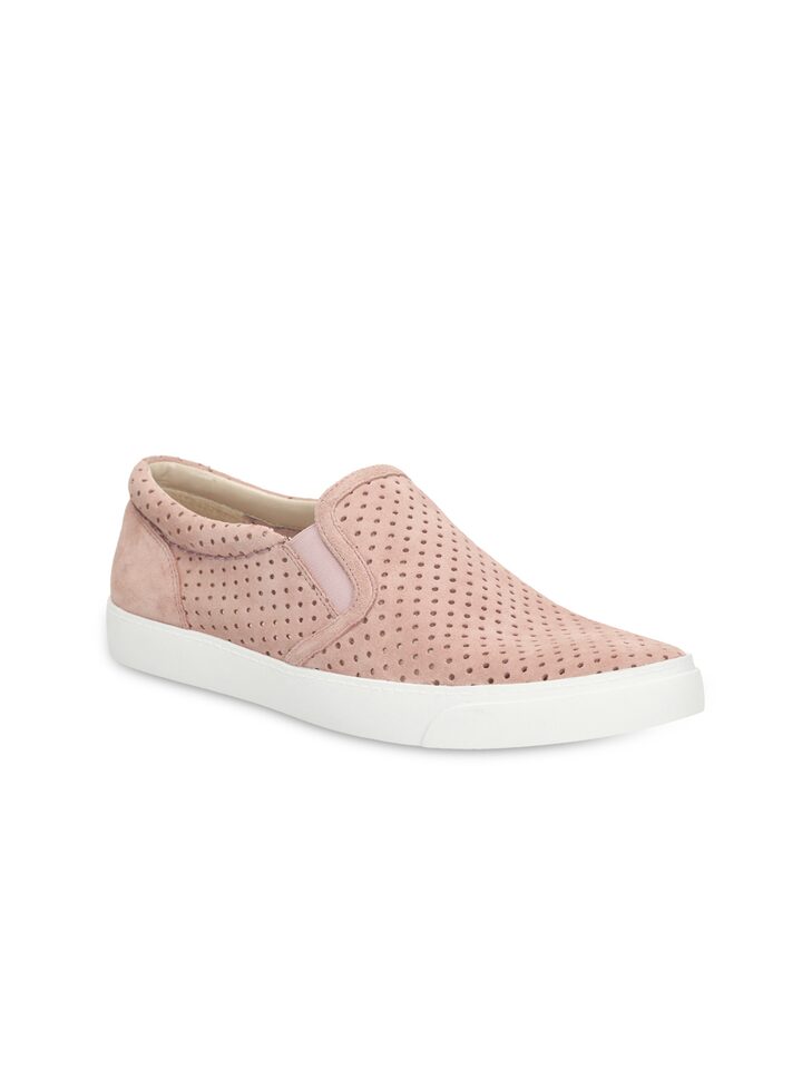Clarks Women Pink Suede Perforated Slip 