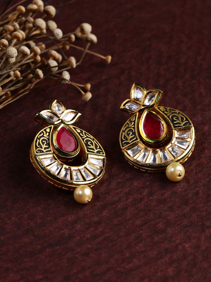 Kundan top drop earrings