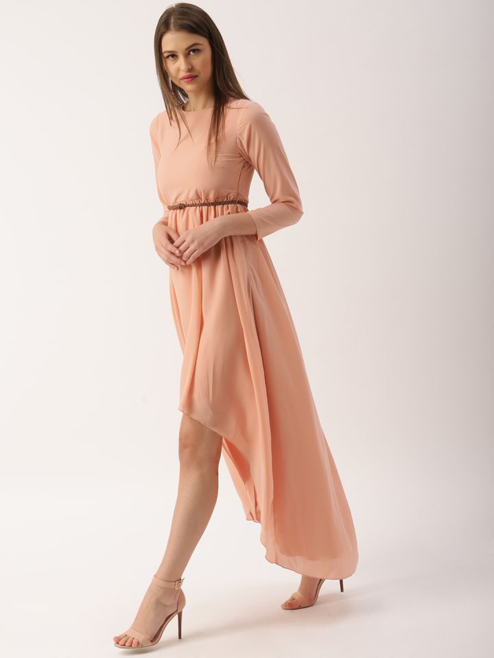 Peach high low best sale dress