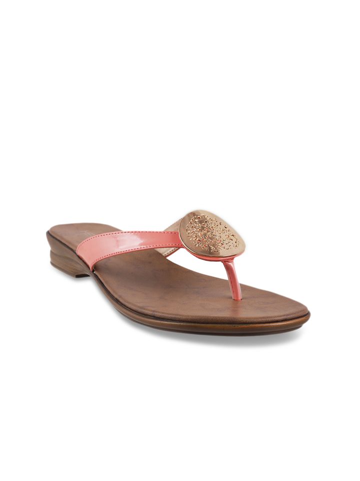 Metro Women Peach Coloured Solid Sandals