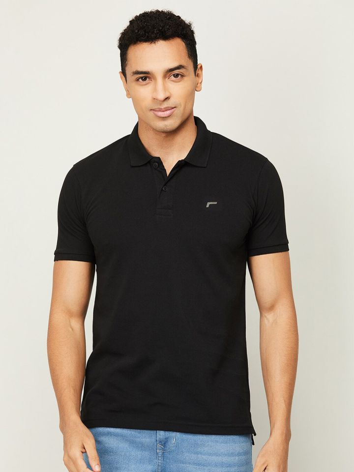 Buy Fame Forever By Lifestyle Men Black Polo Collar T Shirt