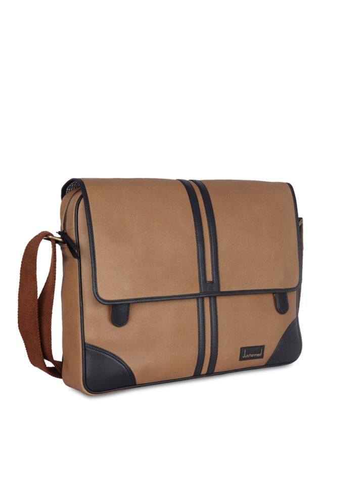 Buy Justanned Men Tan Brown Leather Laptop Bag Laptop Bag for