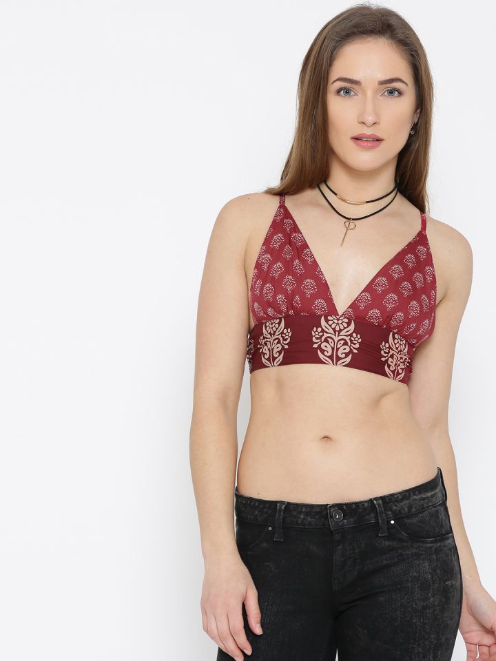 Buy FOREVER 21 Women Maroon Printed Bralette Top Tops for