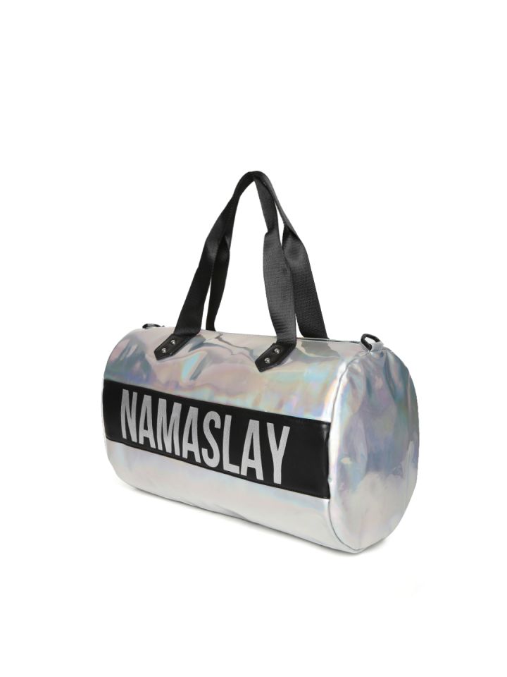 FOREVER 21 Women Silver Toned Iridescent Printed Duffel Bag