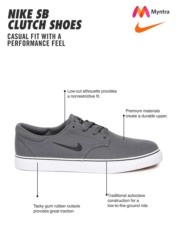 intimidad himno Nacional Cerdo Buy Nike Men Grey SB Clutch Skate Shoes - Casual Shoes for Men 1719364 |  Myntra