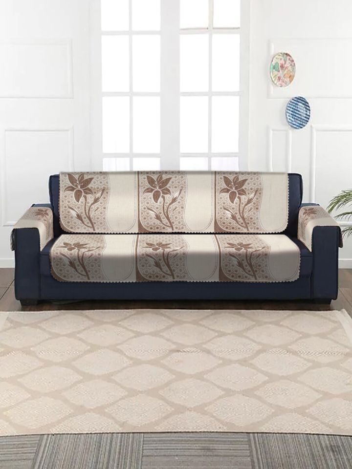 Buy HOSTA HOMES Set Of 16 Cream Jacquard Velvet 5 Seater Sofa