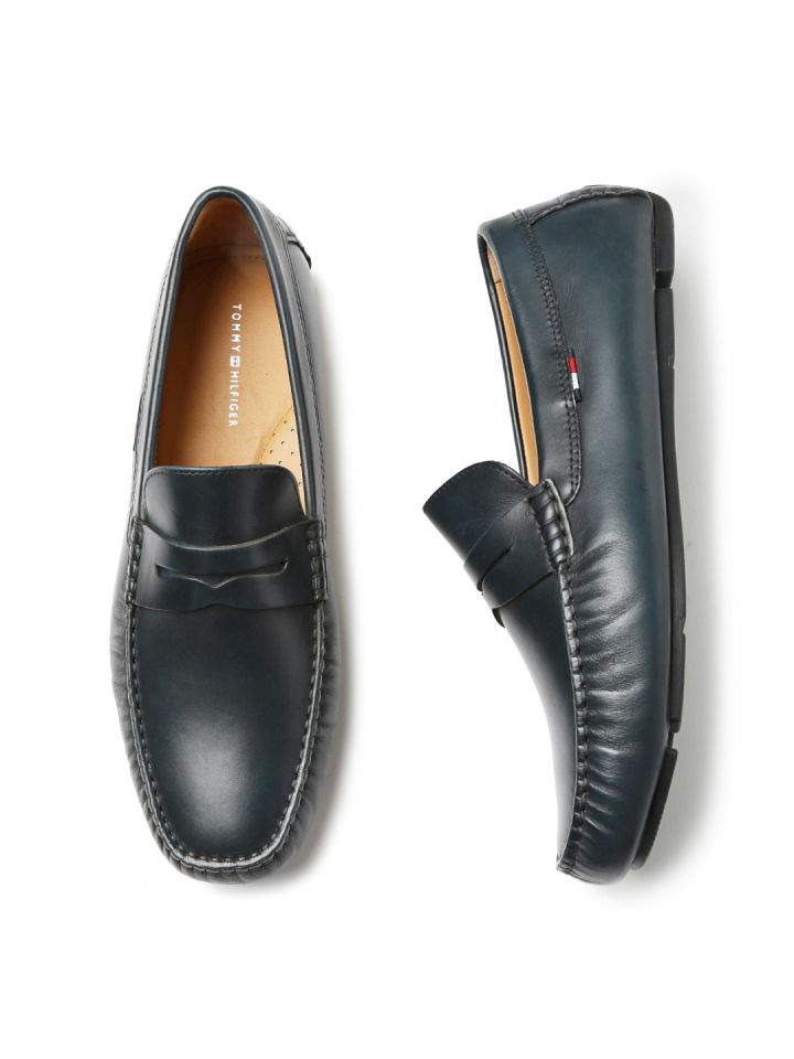Tommy Hilfiger Men Navy Leather Driving Shoes