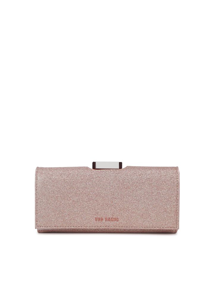 Ted Baker Women Pink Embellished Leather Two Fold Wallet