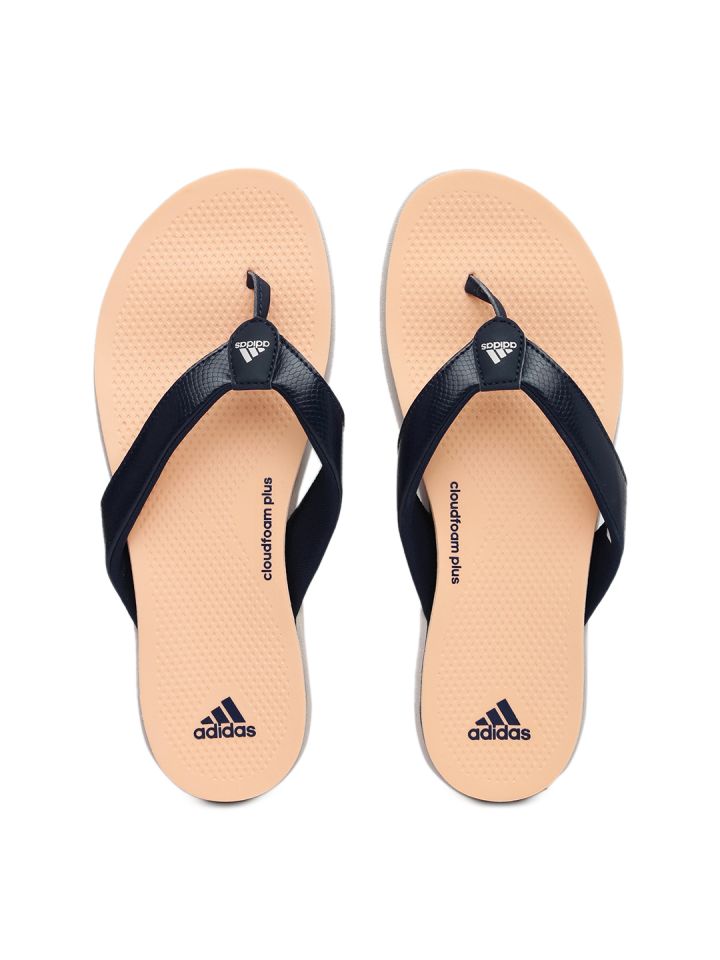 ADIDAS Women Navy Pink Cloudfoam Plus Y W Textured Flip Flops