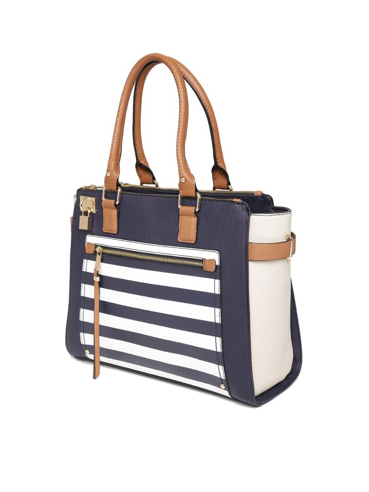 Navy and white striped purse store