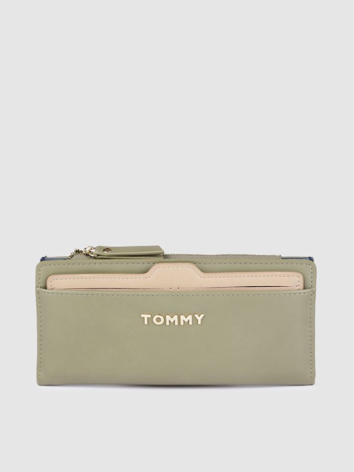 Buy Tommy Hilfiger Women Olive Green Beige Solid PU Two Fold