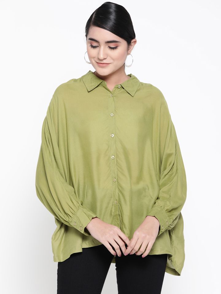 Buy Vero Moda Women Green Regular Fit Solid Casual Shirt - Shirts for Women  1735092 | Myntra