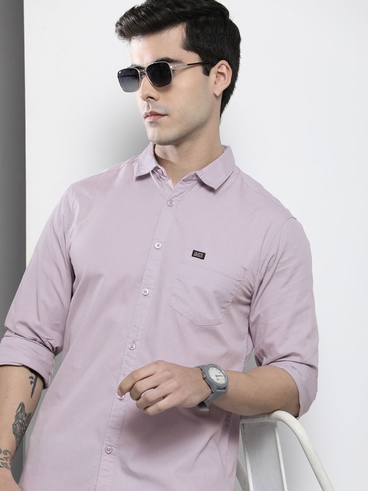 The Indian Garage Co. Men Solid Casual Purple Shirt