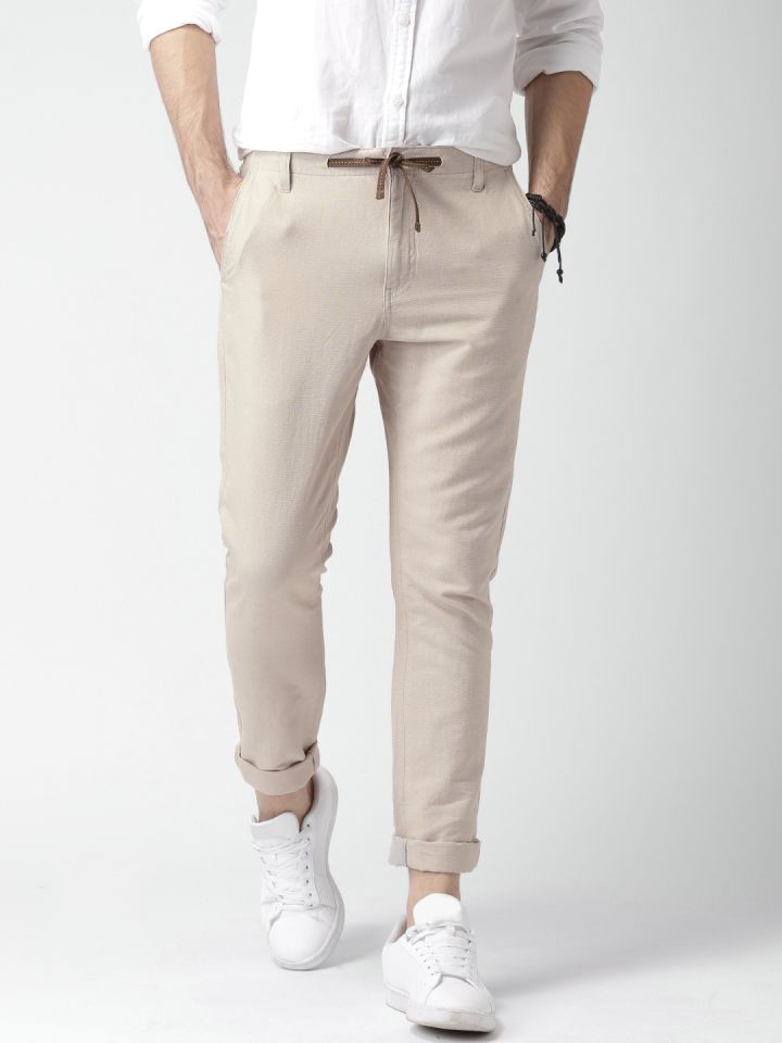 CELIO Casual Trousers  Buy CELIO Mens Cream Linen Trouser Online  Nykaa  Fashion