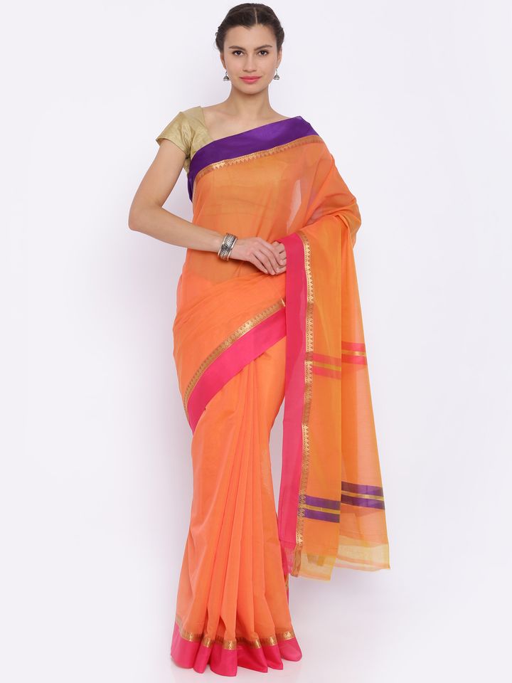 Buy Sudarshan Silks Orange Gadwal Silk Traditional Saree Sarees For Women 1736066 Myntra Myntra saree haul motherhood keerthy. sudarshan silks orange gadwal silk traditional saree