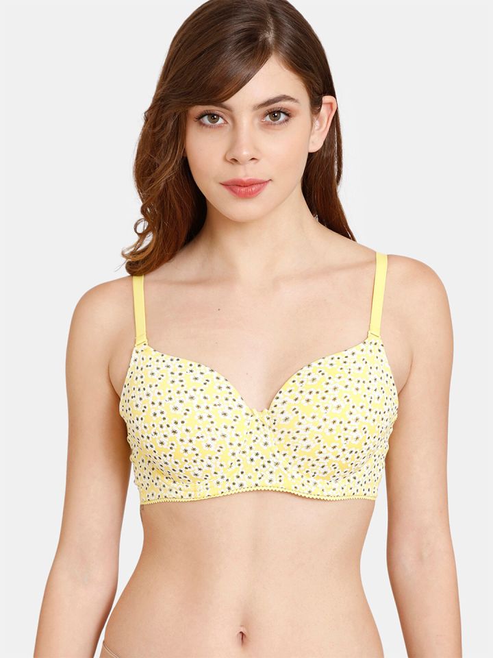 Buy Rosaline By Zivame Yellow & White Cotton Geometric Bra Underwired  Lightly Padded - Bra for Women 20624604
