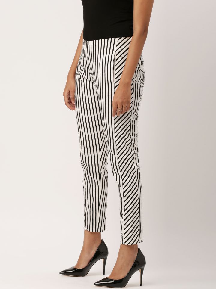 all about you from Deepika Padukone White Black Striped Cigarette Trousers