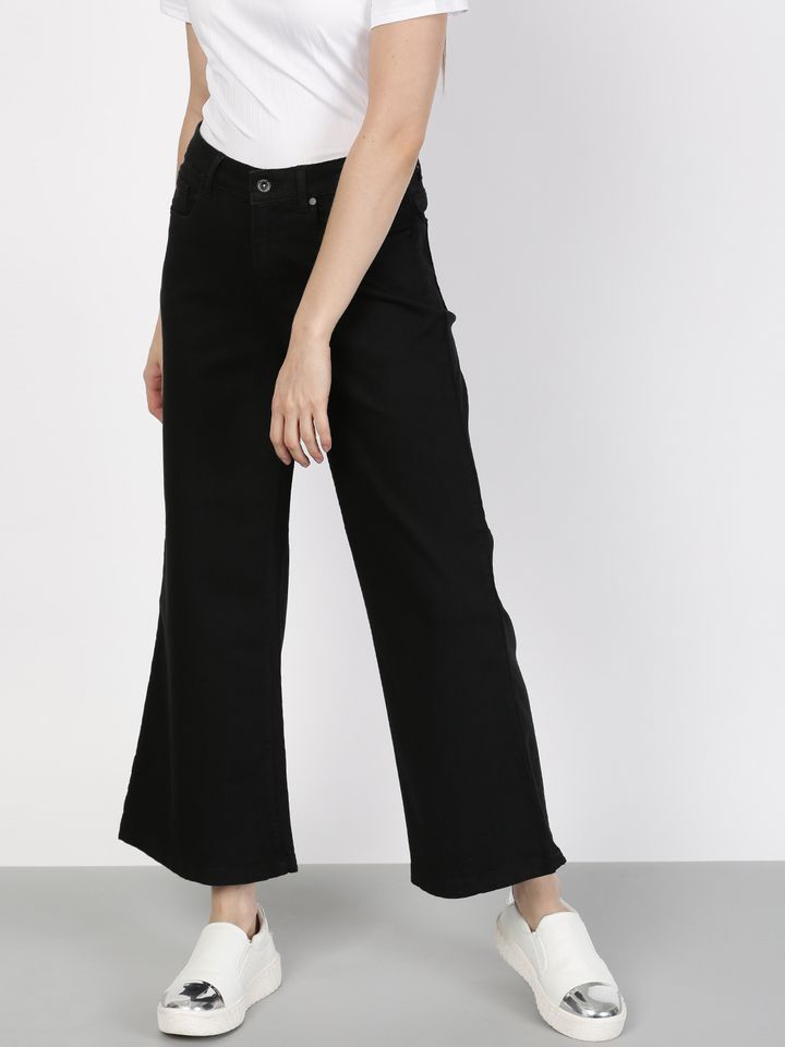 Buy Ether Women Black Mid Rise Clean Look Denim Culottes Jeans
