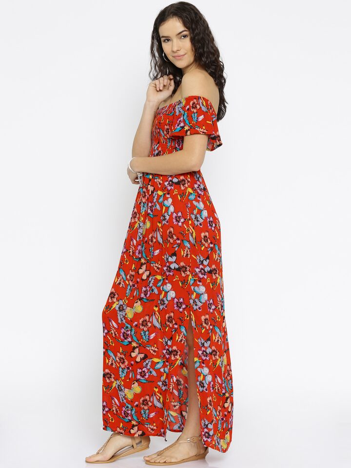 Buy ONLY Red Floral Print Maxi Dress ...
