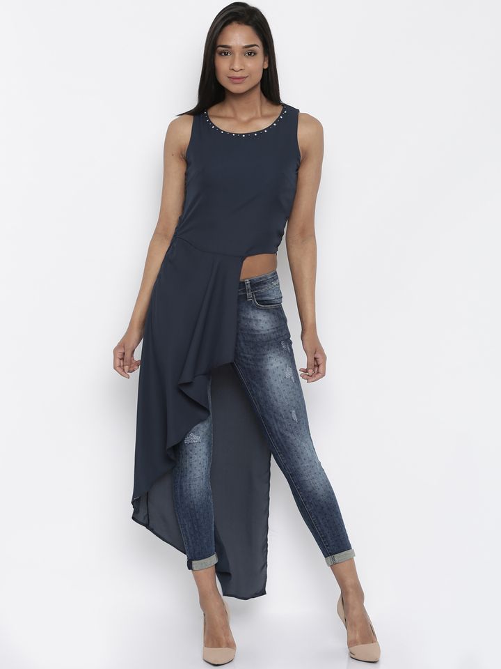 maxi top on jeans