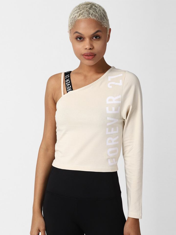 One shoulder crop sale top forever 21