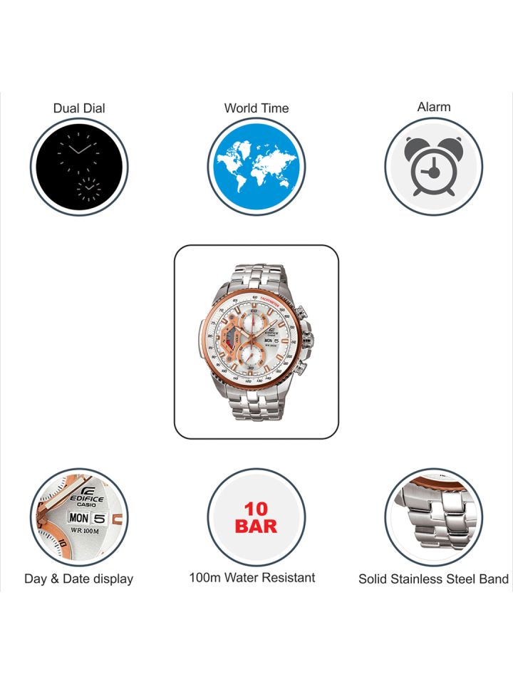 CASIO Edifice Men Silver Dial Chronograph Watch EF 558D 7AVDF ED438
