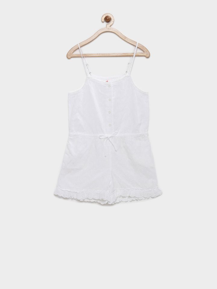 girls white jumpsuit