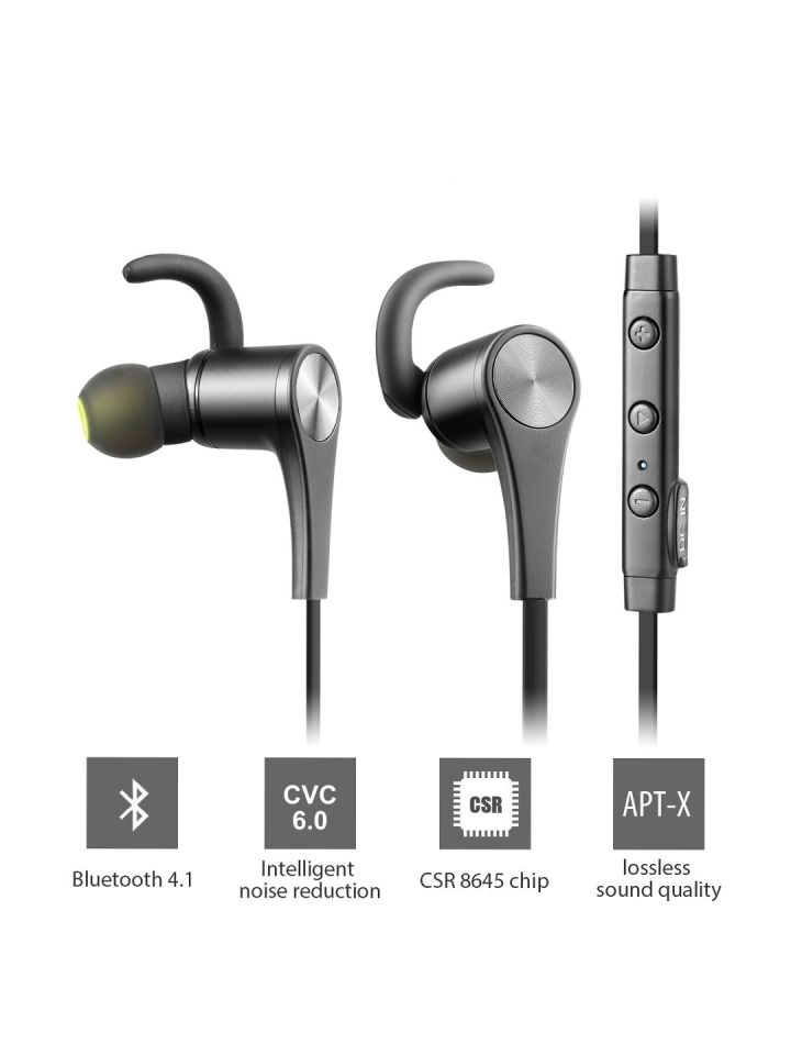 SoundPEATS Black Q12 Bluetooth 4.1 Wireless Magnetic In Ear Earphones with Mic