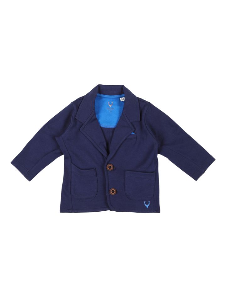 Buy Allen Solly Junior Boys Navy Blue Solid Single Breasted