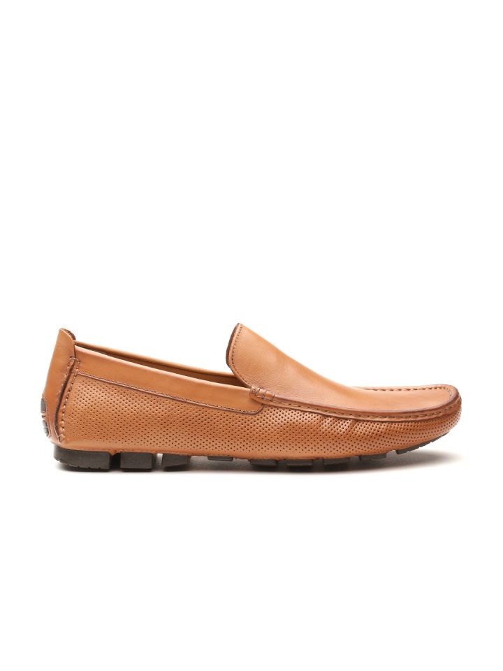 ALDO Men Tan Brown Leather Driving Shoes