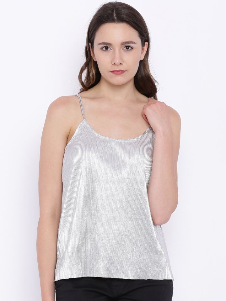 ONLY Women Silver Toned Spaghetti Top