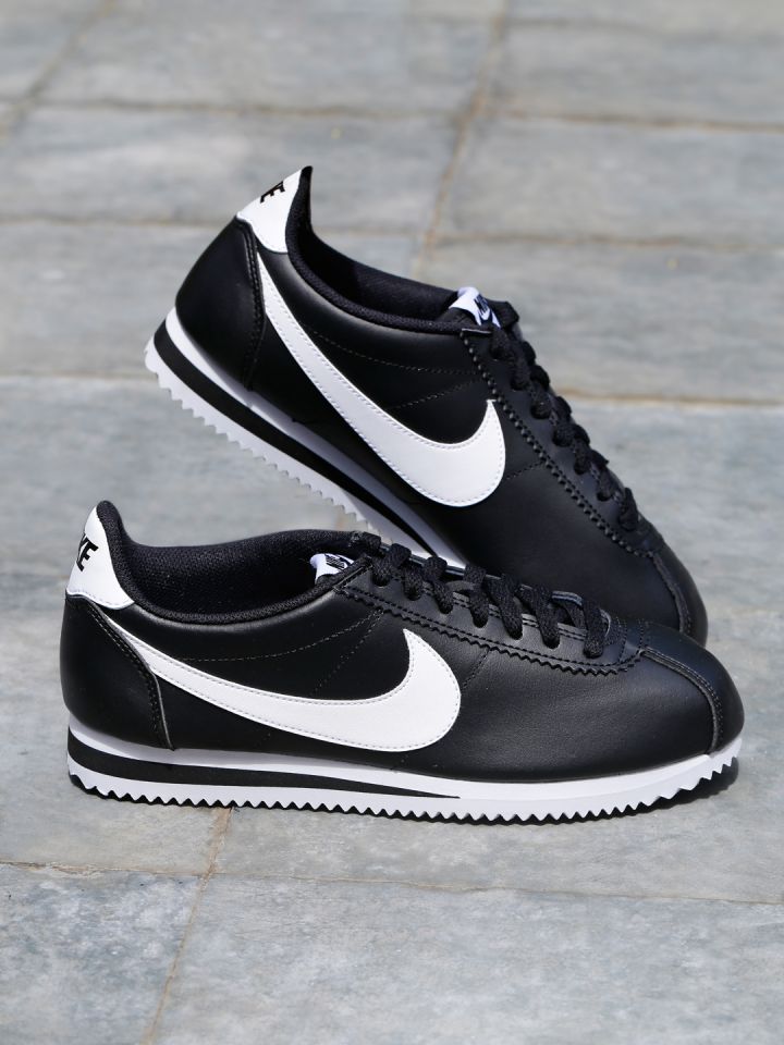 Buy Nike Women Black Solid Classic Cortez Leather Sneakers