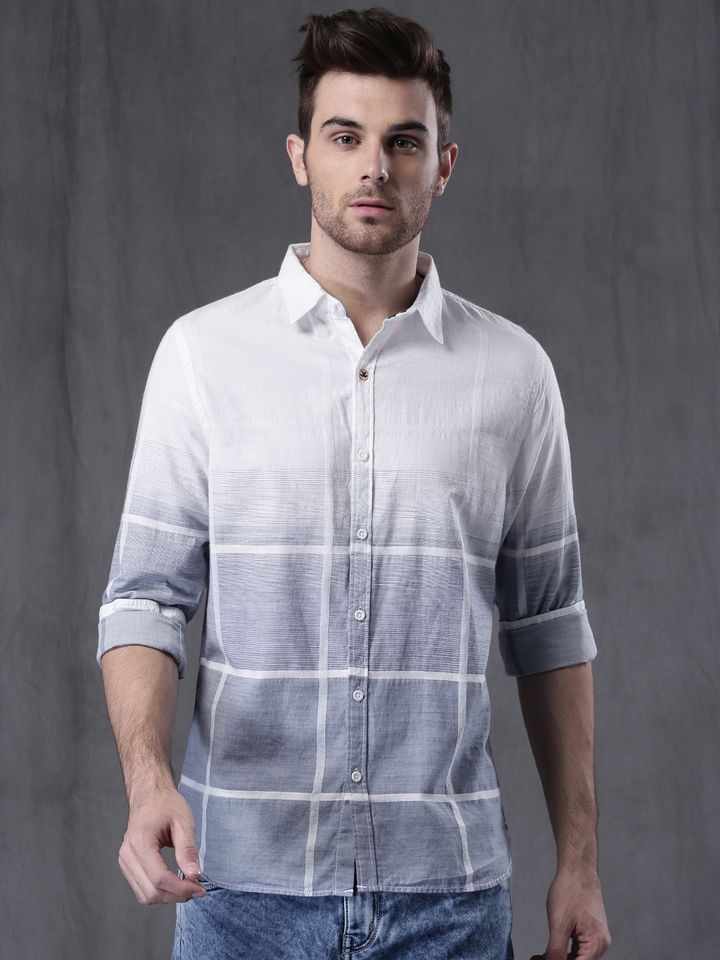 White Checked Casual Shirt - Shirts 