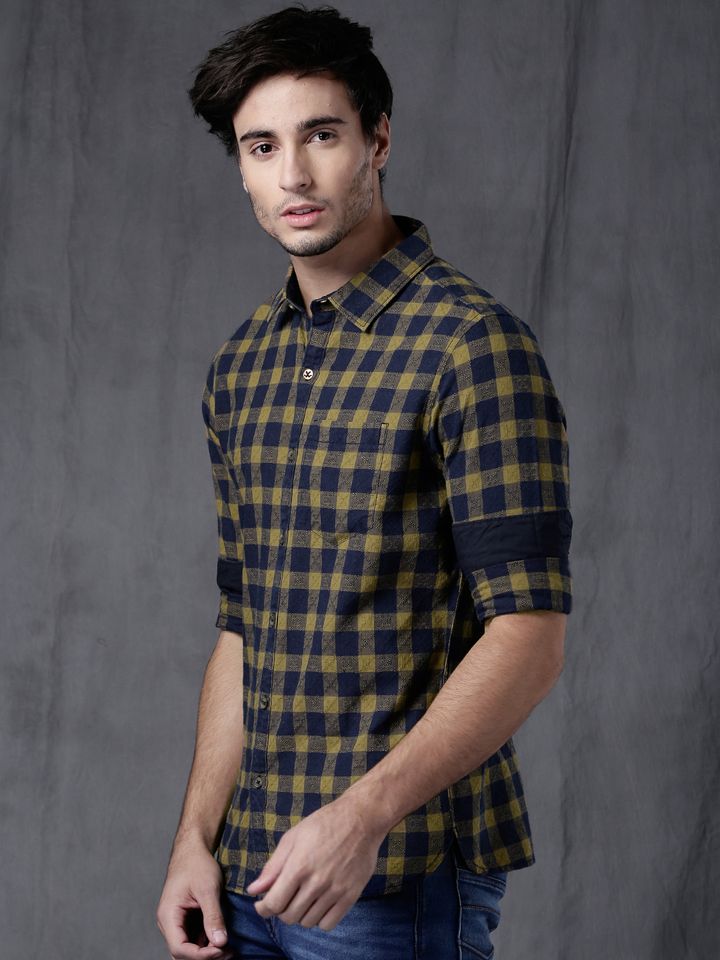 Buy WROGN Men Navy \u0026 Khaki Slim Fit 
