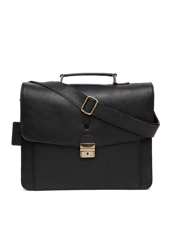 Buy WildHorn Men Black Genuine Leather Messenger Bag Messenger