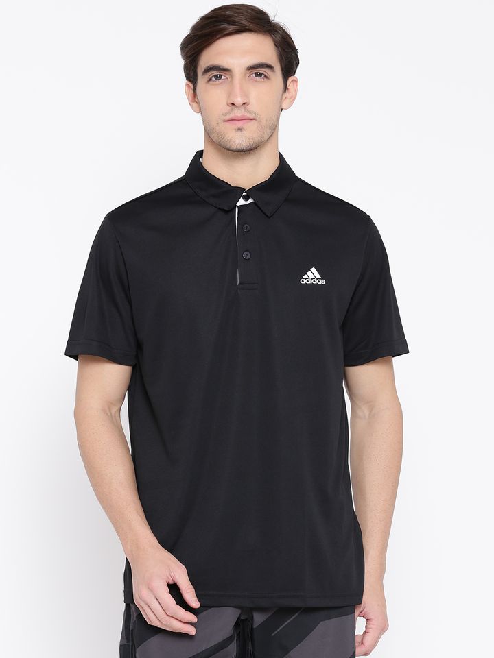 adidas black collar t shirt