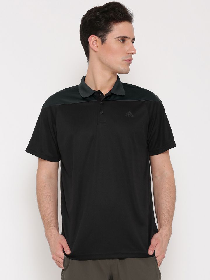 adidas black collar t shirt