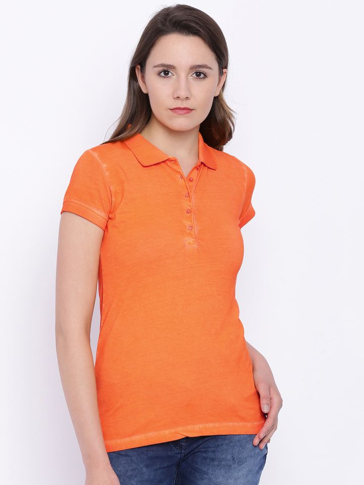 orange polo shirt girl