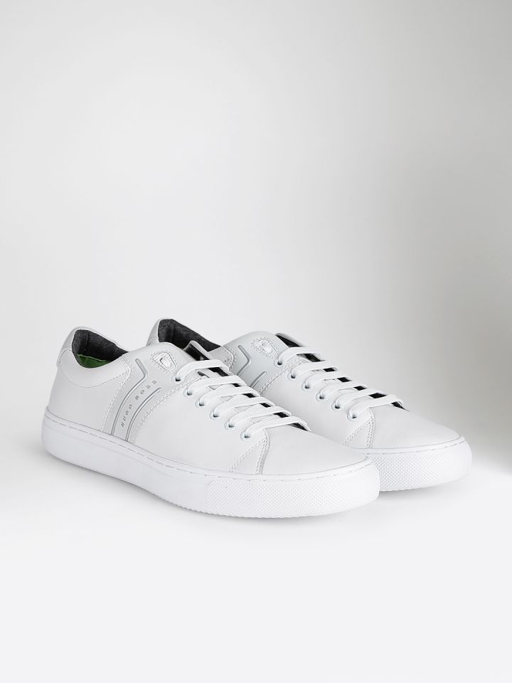 BOSS Green Men White Enlight Tenn lt Calfskin Leather Trainers
