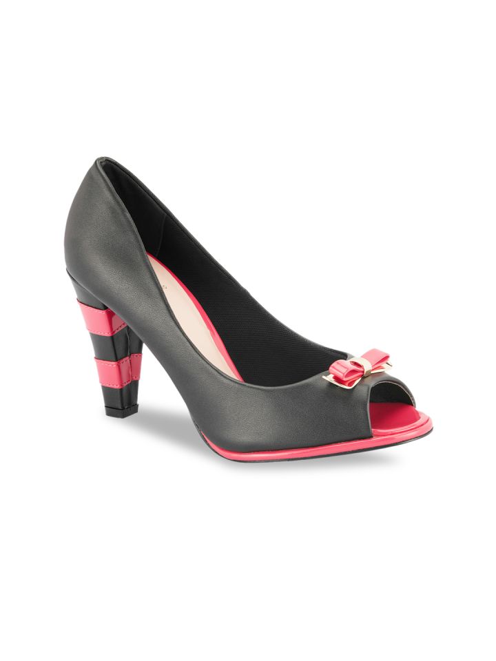 Buy Tresmode Women Black Solid Peep Toes Heels for Women 1762092