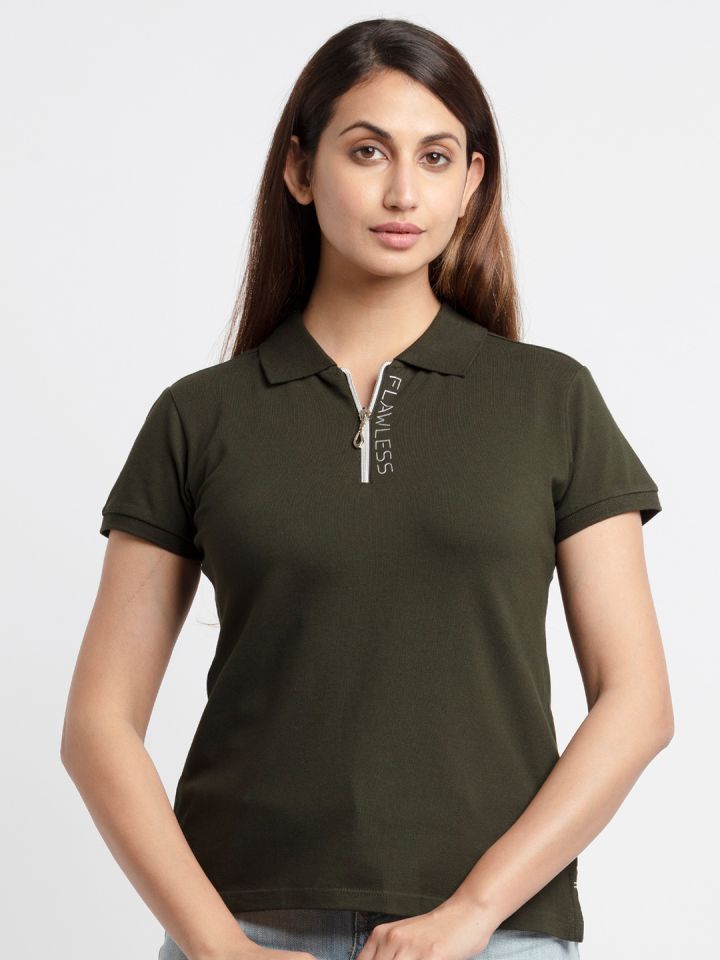 Olive green polo hot sale shirt womens