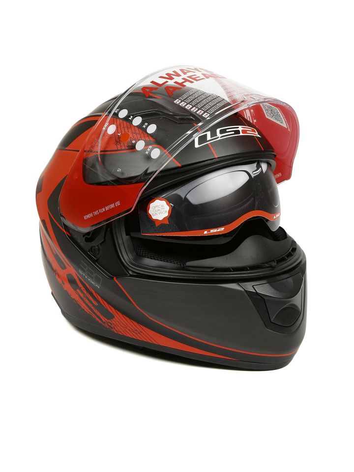 Buy LS2 Men Black Red Matt Stinger Printed Full Face Helmet FF
