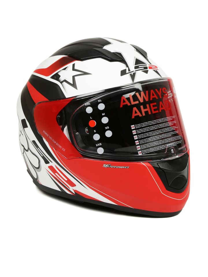 Buy Ls2 Men Red White Matt Super Star Printed Full Face Helmet Ff 320 Helmets For Men 1764742 Myntra